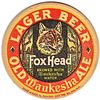 1934 Fox Head Lager Beer/Old Waukesha Ale 4 1/4 inch coaster WI-FOX-3