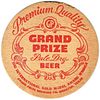 1954 Grand Prize Beer 3 3/4 inch coaster TX-GUL-7
