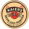 1946 Kaier's Beer-Ale-Porter 4 1/4 inch coaster PA-KAIE-4