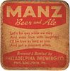1943 Manz Beer and Ale 4 1/4 inch coaster PA-PHIL-5M