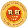 1938 R&H Beer/Ale 3 3/4 inch coaster NY-R&H-24