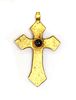 A Byzantine high carat gold garnet cross pendant,