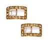 A pair of George III gold mounted topaz shoe buckles, c.1790,