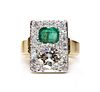 A Continental emerald and diamond ring,