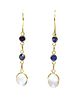 A pair of moonstone and sapphire drop earrings,