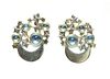 A pair of 9ct two colour gold moonstone earrings, by Clare Murray,