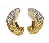 A pair of French gold diamond set earrings,