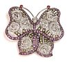 A Continental sapphire and diamond butterfly brooch/pendant,