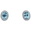 Beautiful Aquamarine & Diamond Halo Stud Earrings