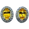 Natural Yellow Sapphire and Diamond Halo Earrings