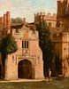 English school; 19th century. 
"View of Tudor mansion". 
Oil on canvas. Relined.