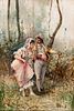 EUGENIO LUCAS VILLAMIL (Madrid, 1858 - 1918). 
"Couple of majos". 
Oil on canvas.