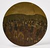 Round Painting on Tin of Boxing Match