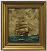 Papa Oil on Canvas of Ship 19th C.