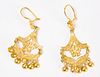 21kt Ornate Drop Gold Pierced Earrings