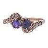 Antique 14K Gold Amethyst Seed Pearl Ring
