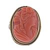 Antique 14K Gold Coral Cameo Ring