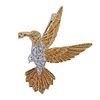 18K Gold Platinum Diamond Hummingbird Brooch Pin