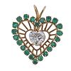 14K Gold Diamond Emerald Heart Pendant