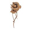 18K Gold Diamond Rose Flower Brooch Pin