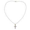18K Gold Diamond Cross Pendant on 14k Gold Necklace