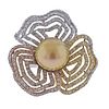 18K Tri Color Gold Diamond Pearl Flower Ring