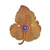 Antique 14k Gold Amethyst Leaf Brooch Pin