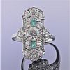Art Deco Platinum Emerald Engagement Ring