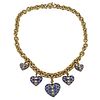 18K Gold Diamond Enamel Heart Pendant Necklace