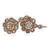 18k Gold Rose Cut Diamond Cluster Earrings