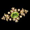 NO RESERVE, ANTIQUE PERIDOT AND PEARL BROOCH