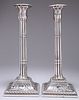 A PAIR OF OLD SHEFFIELD PLATE GOTHICK CANDLESTICKS, CIRCA 1770, of clustere