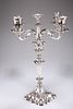 A LARGE VICTORIAN SILVER-PLATED CANDELABRUM, by Elkington & Co, with four l