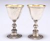 A SMALL PAIR OF 18TH CENTURY GOBLETS, unmarked, each with bell-shaped bowl 
