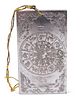 A CHINESE WHITE-METAL PLAQUE, rectangular, decorated in low relief with two