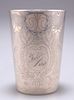 A FRENCH SILVER BEAKER, 19th Century, maker "A L" with a sickle, of taperin
