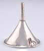 A QUEEN ANNE SMALL SILVER WINE FUNNEL, marks rubbed, of typical form. 6cm h