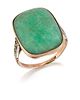 AN EARLY 20TH CENTURY AMAZONITE RING, a cushion cabochon amazonite in a bez