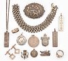 A GROUP OF SILVER JEWELLERY, including FOUR SILVER INGOT PENDANTS; TWO SILV