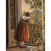 Viggo Pedersen (Danish, 1854-1926)      Woman at a Balcony Window