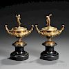 Pair of Bronze Covered Urns