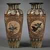 Pair of Doulton Lambeth Florence Barlow Decorated Stoneware Vases