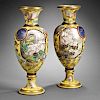 Pair of Aesthetic-style Yellow Ground  Porcelain Palace Vases
