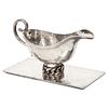 Jean Despres a Silvered-Metal Gravy Sauce Boat on Stand, 1966