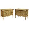 Exceptional Pair of French Provincial Green Painted and Parcel-Gilt Commodes