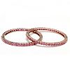 Pair of Mogul 14KT Rose Gold and Ruby Bracelets