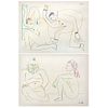 PABLO PICASSO, La Comedia Humana, Unsigned, Dates on plate, Lithographies without print  number, 9.4 x 12.5" (24 x 32 cm) each, Pieces: 2 | PABLO PICA