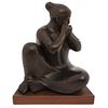 FIDENCIO CASTILLO, Untitled, Signed, Bronze sculpture on wooden base, 7.6 x 6.2 x 5.5" (19.5 x 16 x 14 cm) total size with base | FIDENCIO CASTILLO, S