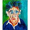 Sid Rheuban (American b. 1924) Acrylic on Canvas, Self-Portrait Sid in Blue and Green