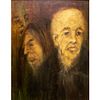 Sue (American b. 1948) Oil on Canvas Board, Three Faces